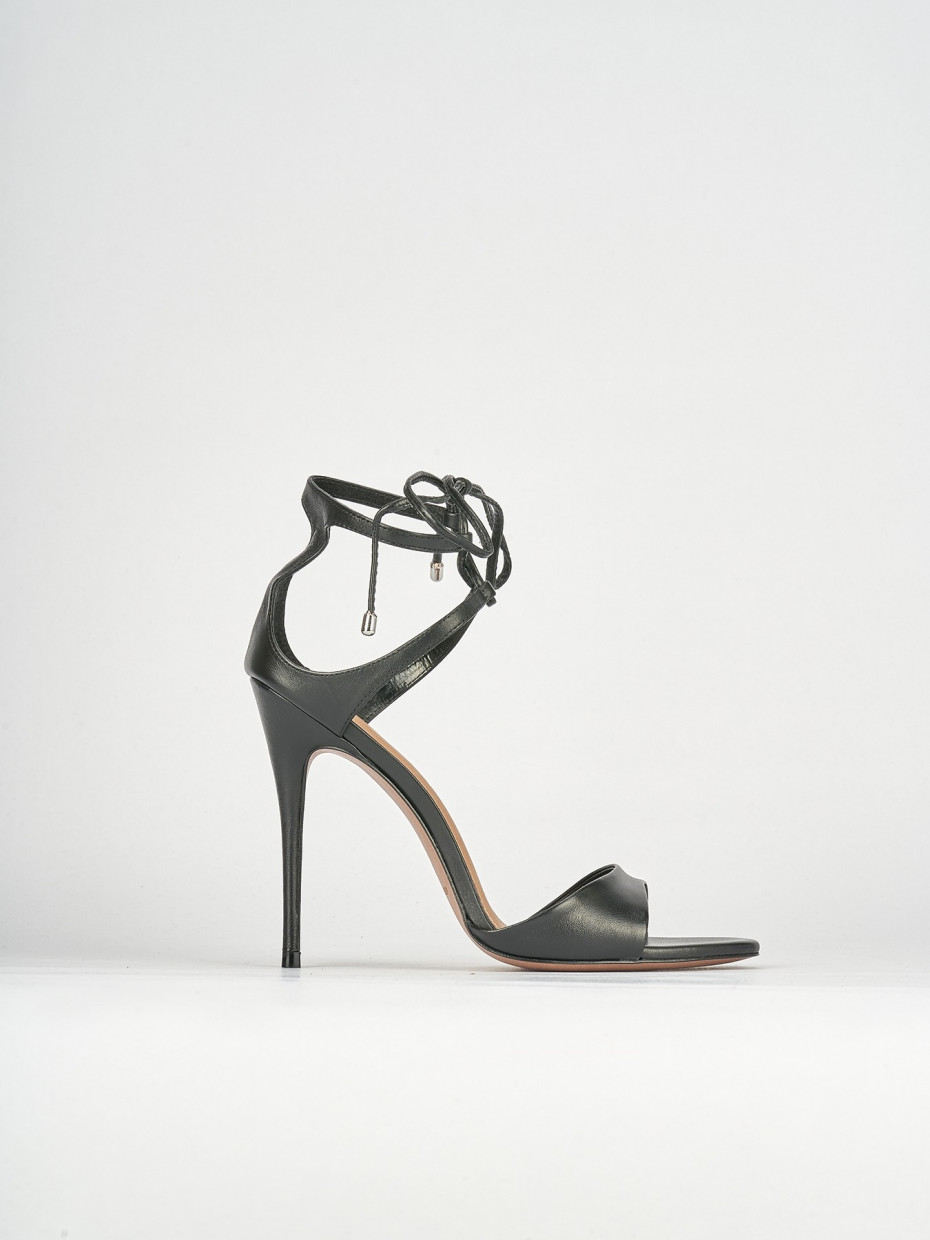 High heel sandals heel 12 cm black leather