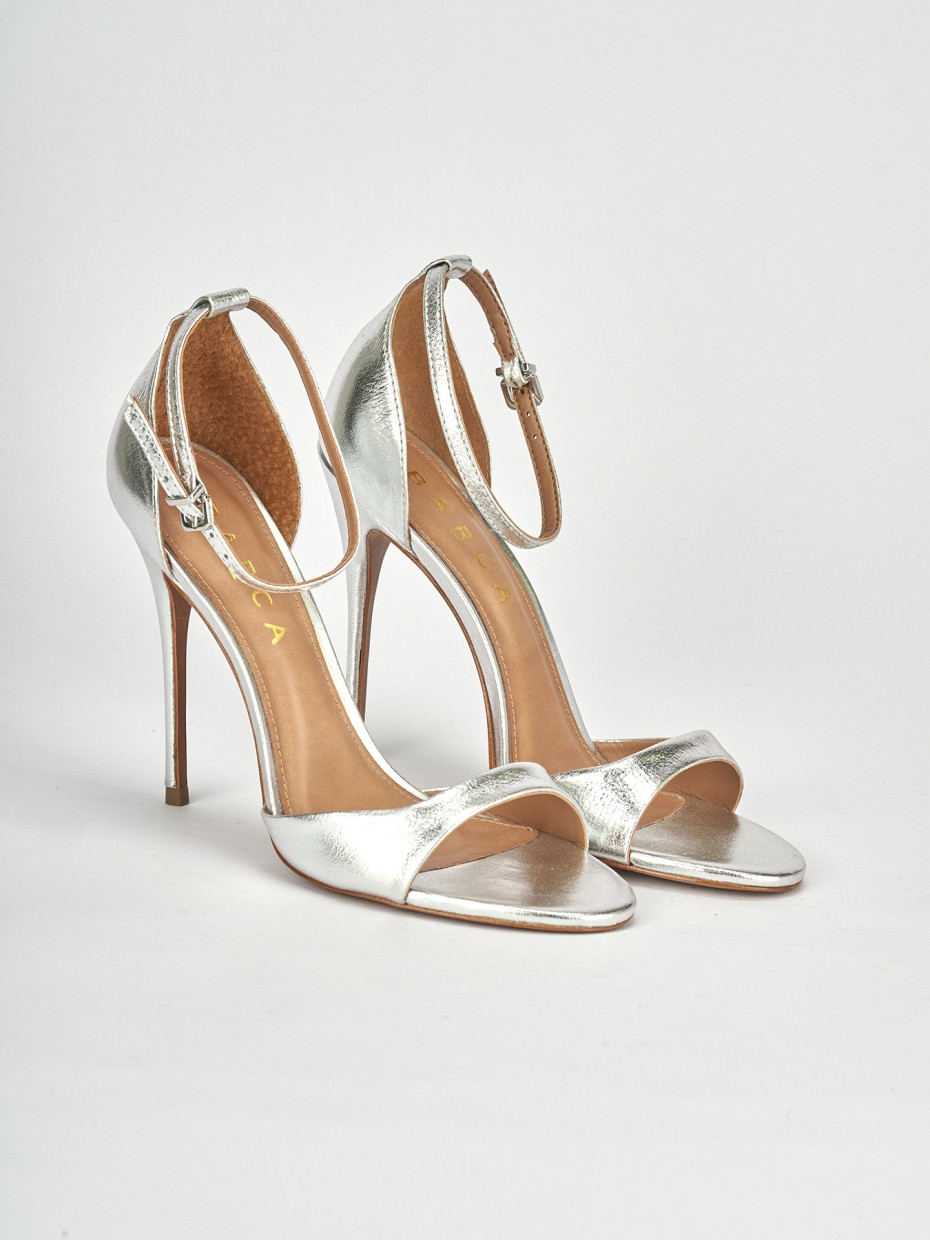 Sandali tacco 12cm pelle argento