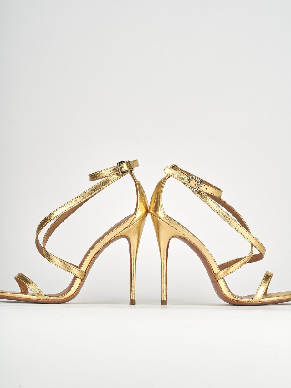 High heel sandals woman heel 11 cm gold leather Barca Stores