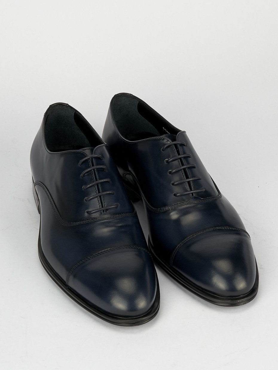 Lace up shoes man heel 2 cm blu leather Barca Stores