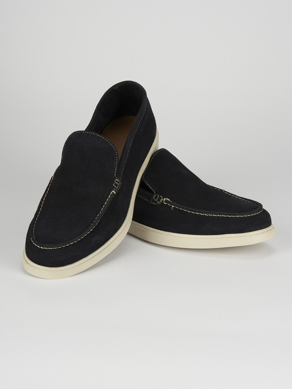 Loafers heel 2 cm blu chamois