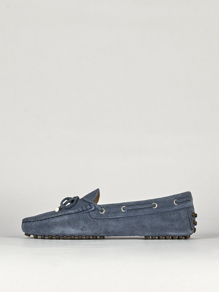 Mocassino tacco 1 cm jeans camoscio