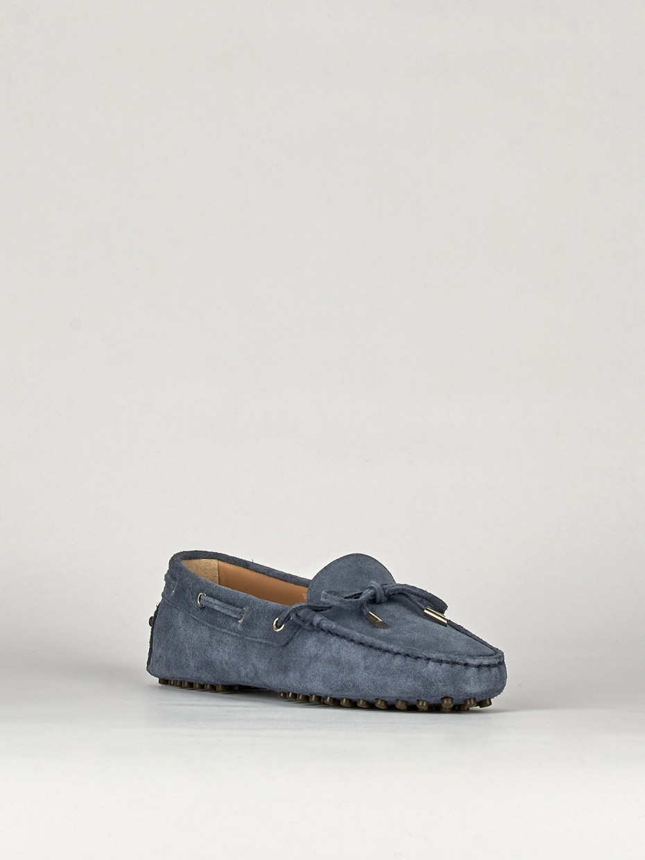 Mocassino tacco 1 cm jeans camoscio