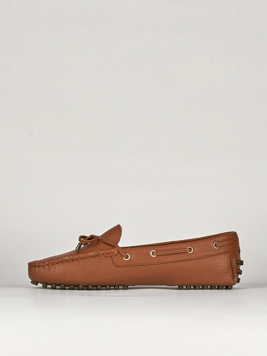 Loafers heel 1 cm brown leather