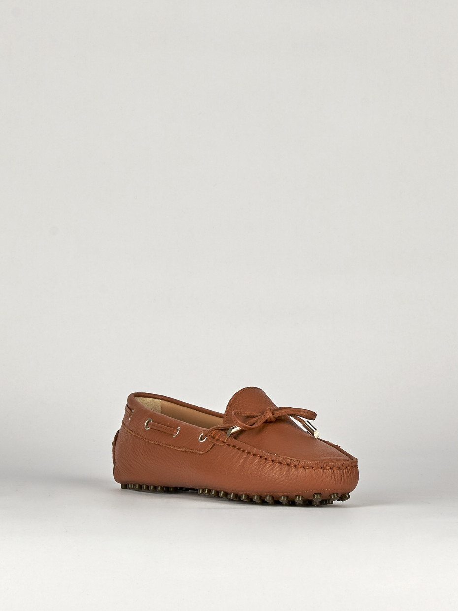 Loafers heel 1 cm brown leather