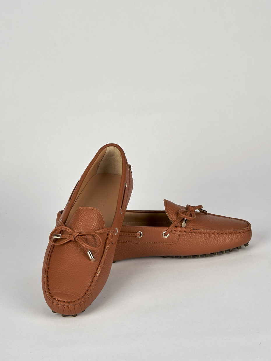 Loafers heel 1 cm brown leather