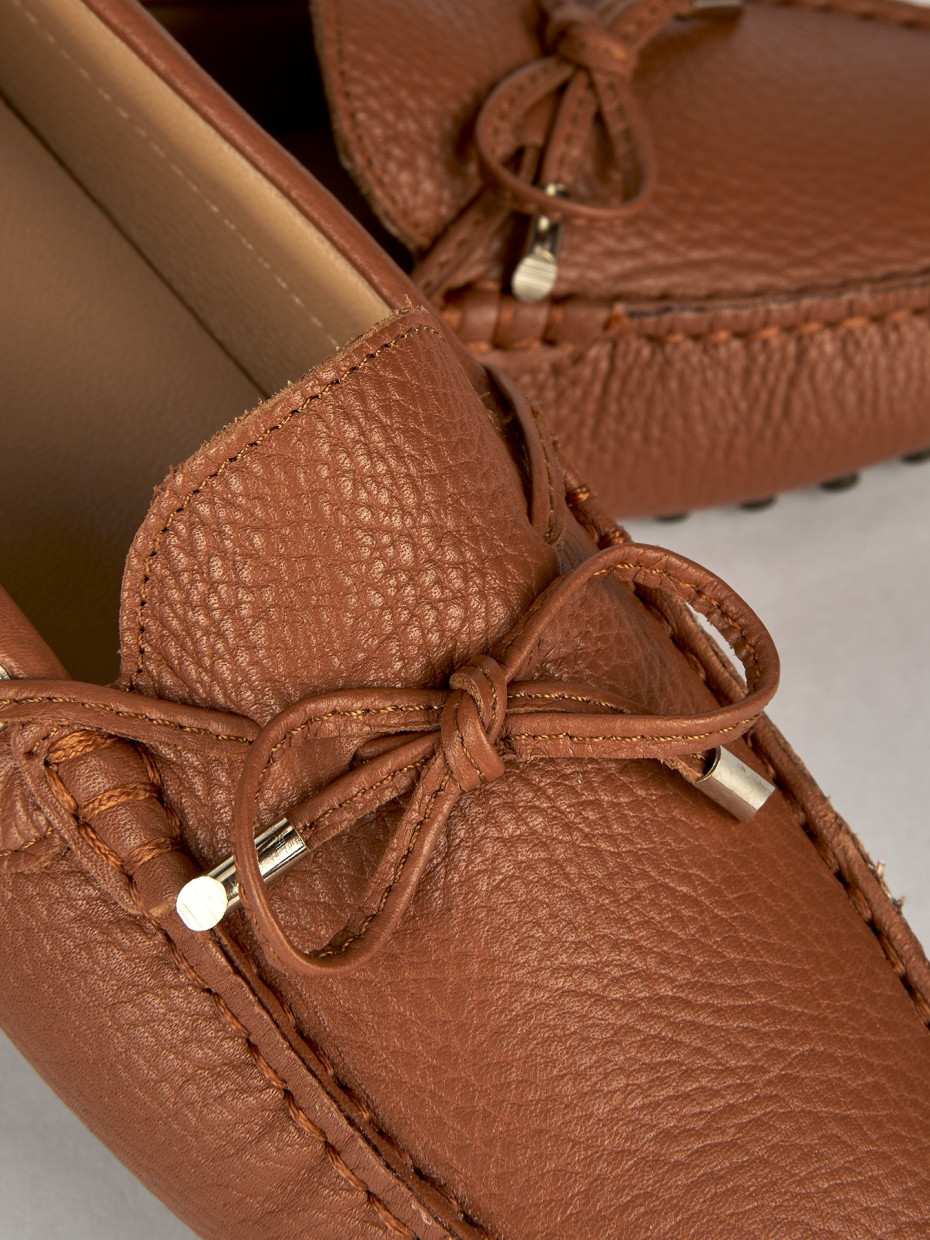 Loafers heel 1 cm brown leather