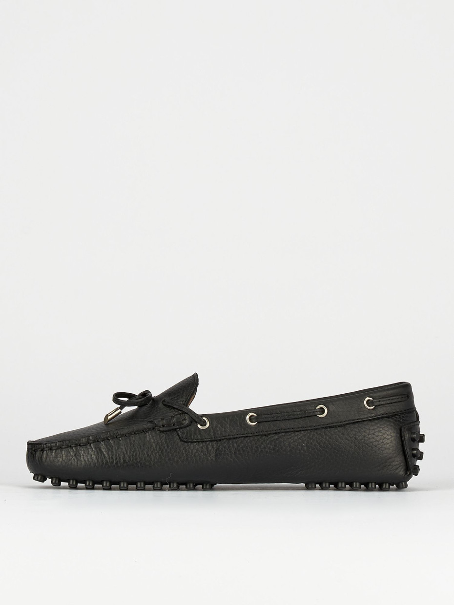 Loafers heel 1 cm black leather