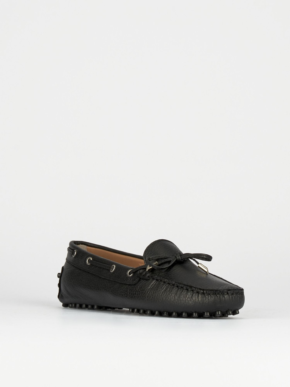 Loafers heel 1 cm black leather
