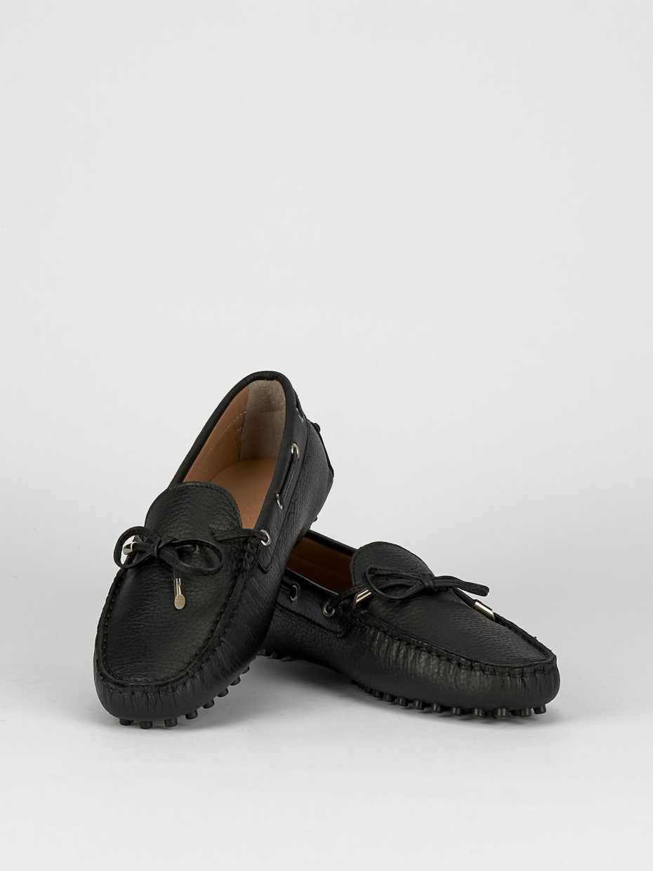 Loafers heel 1 cm black leather