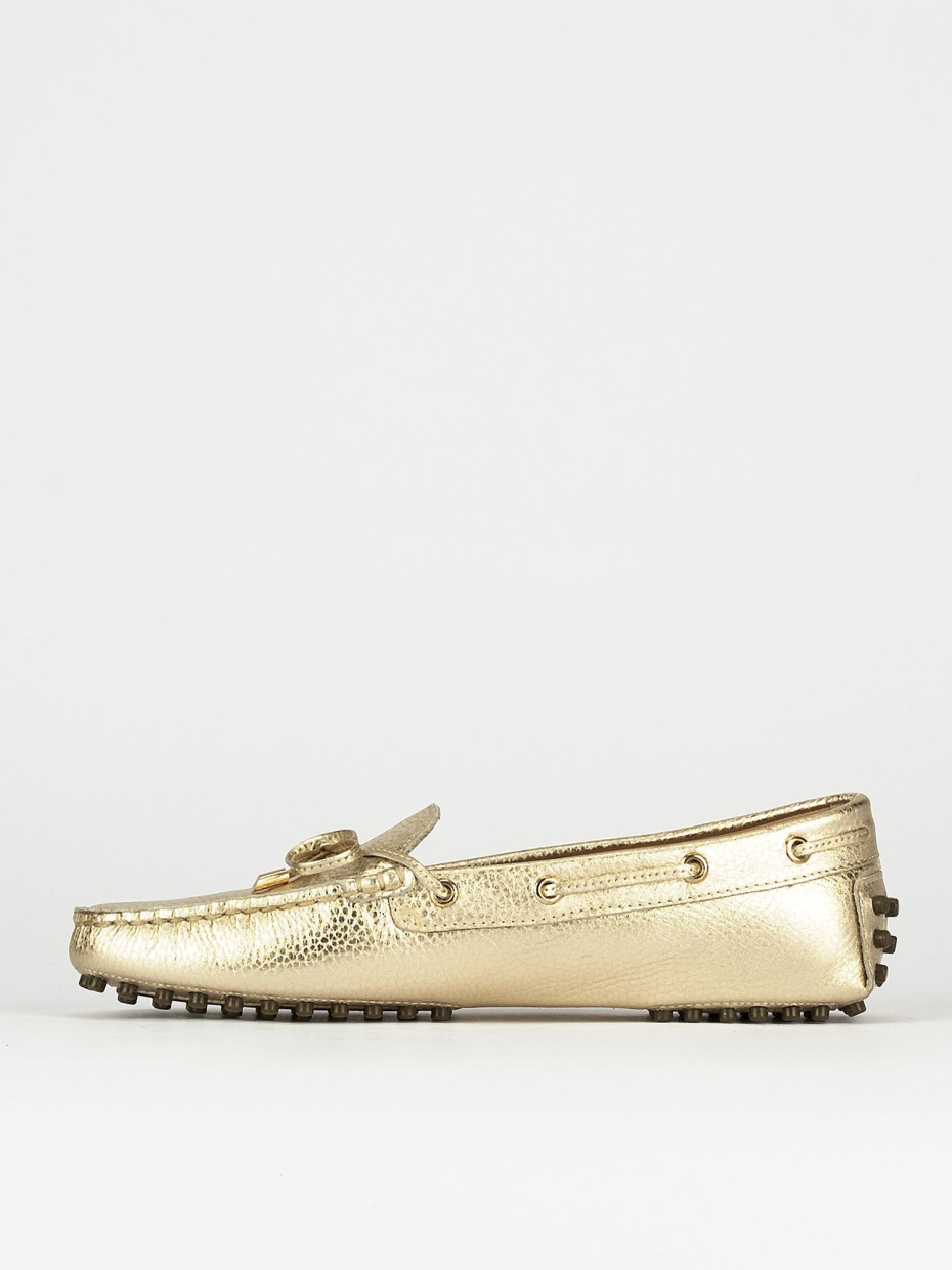 Loafers woman heel 1 cm gold leather Barca Stores