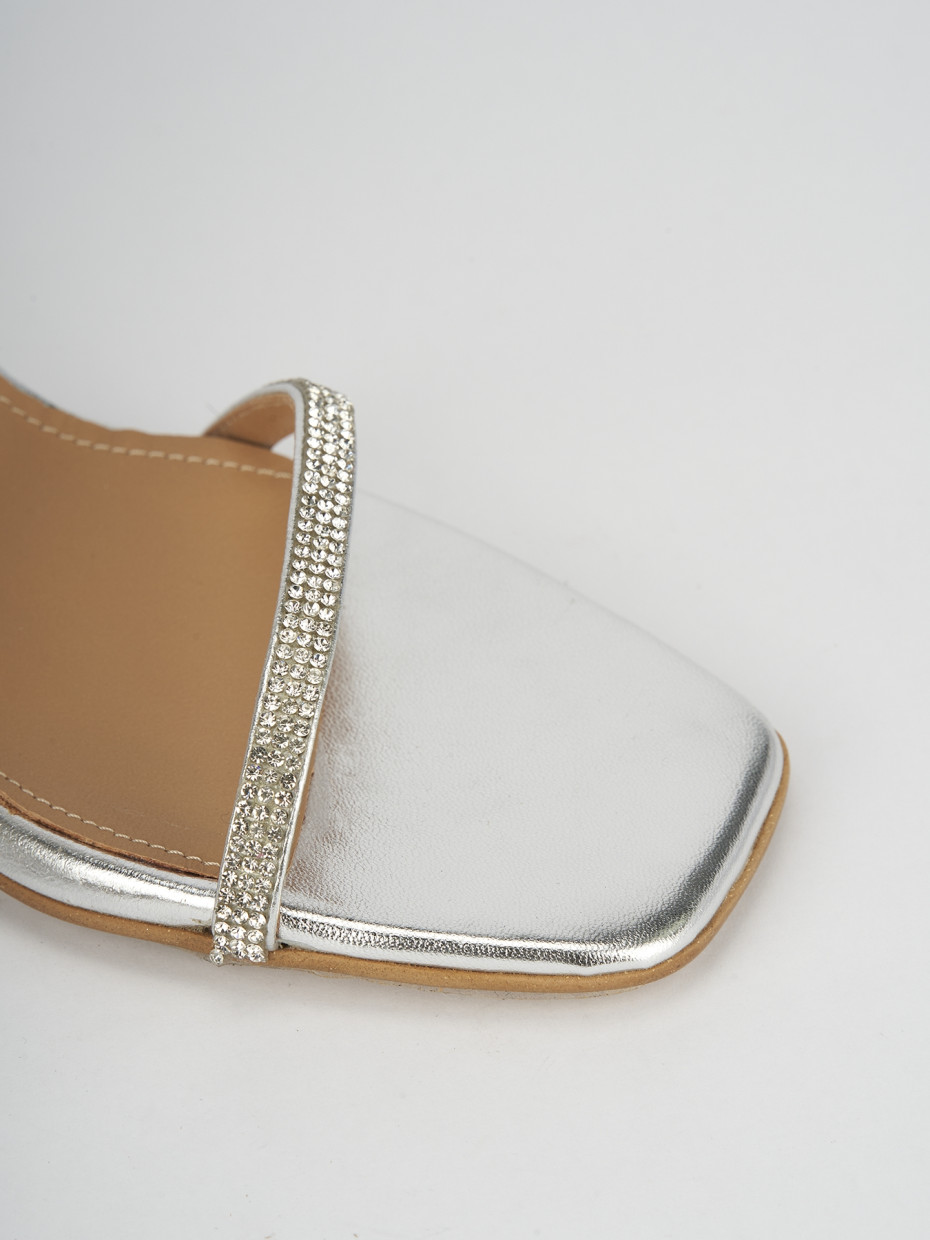 Sandali tacco 8cm argento pelle