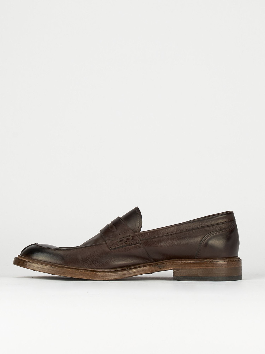 Loafers heel 1 cm dark brown leather