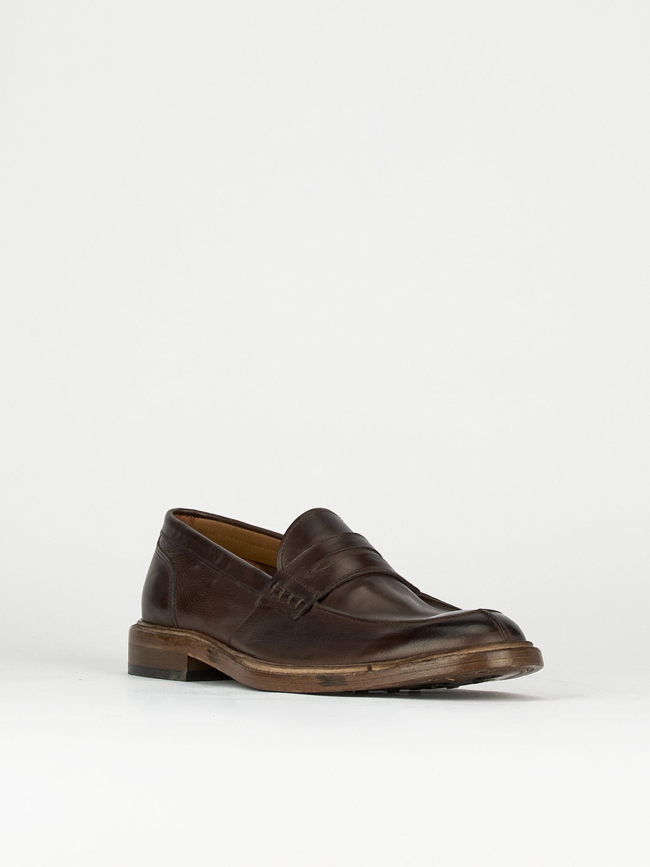 Loafers heel 1 cm dark brown leather