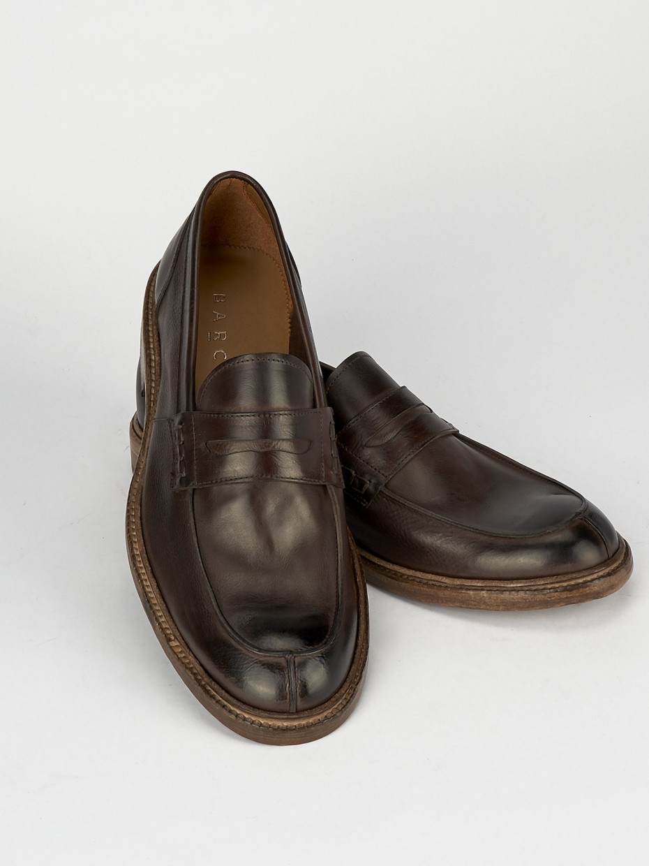 Loafers heel 1 cm dark brown leather