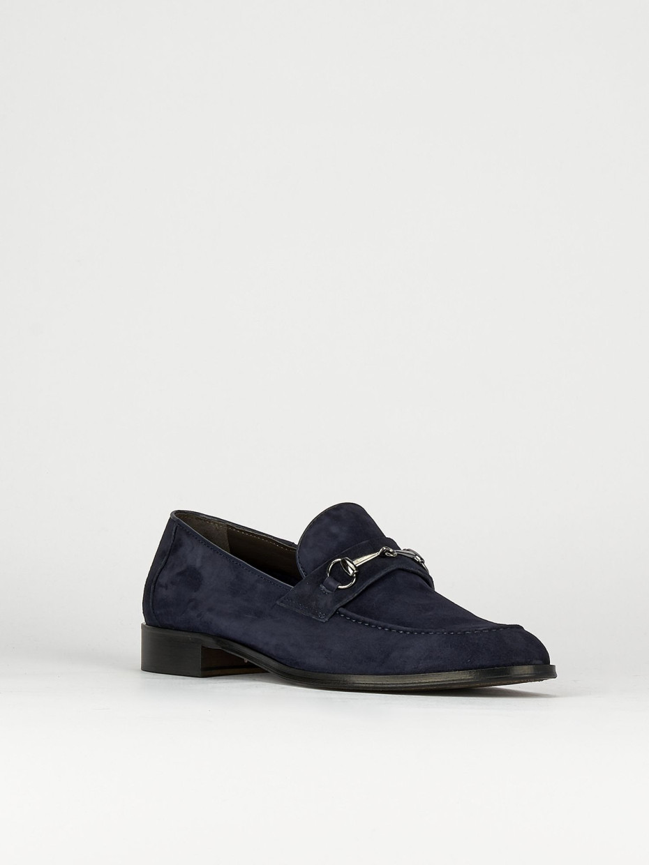 Mocassini tacco 1cm camoscio blu