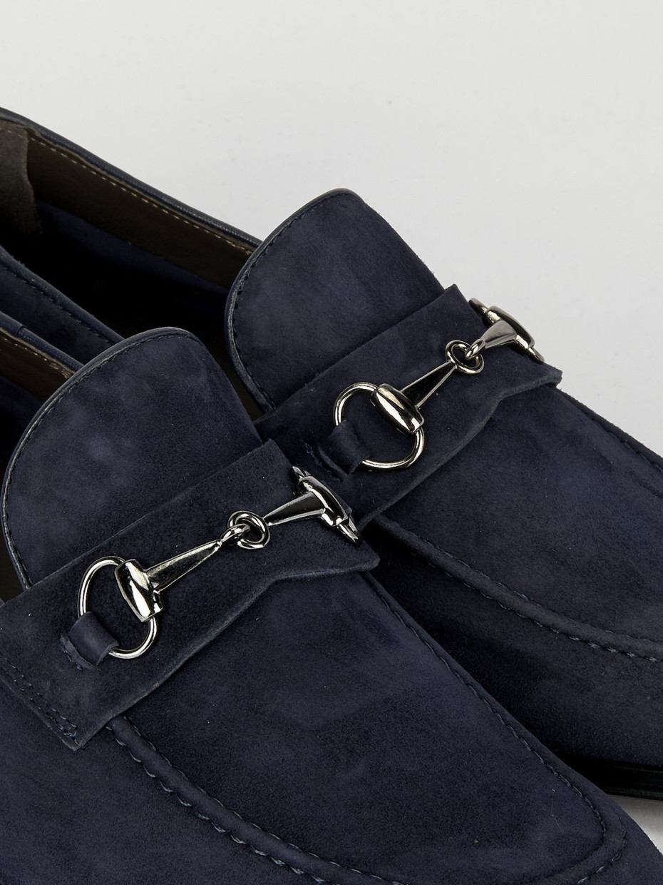 Mocassini tacco 1cm camoscio blu