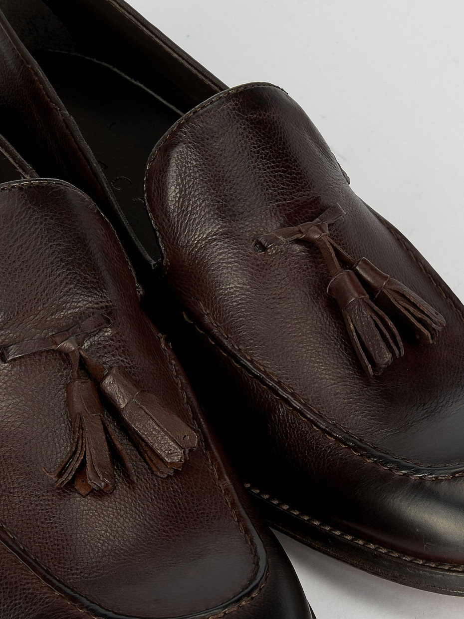 Loafers heel 1 cm dark brown leather