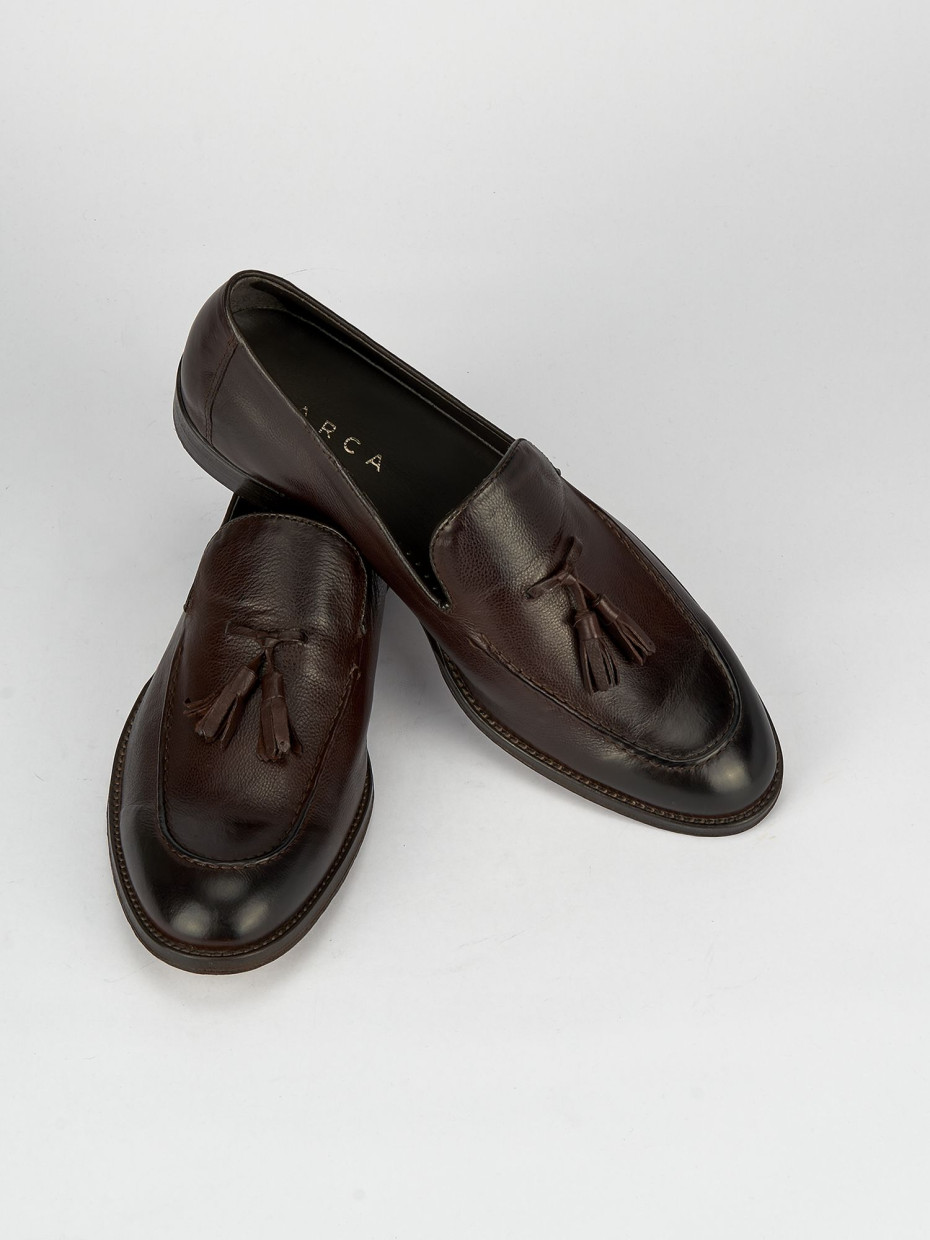 Loafers heel 1 cm dark brown leather