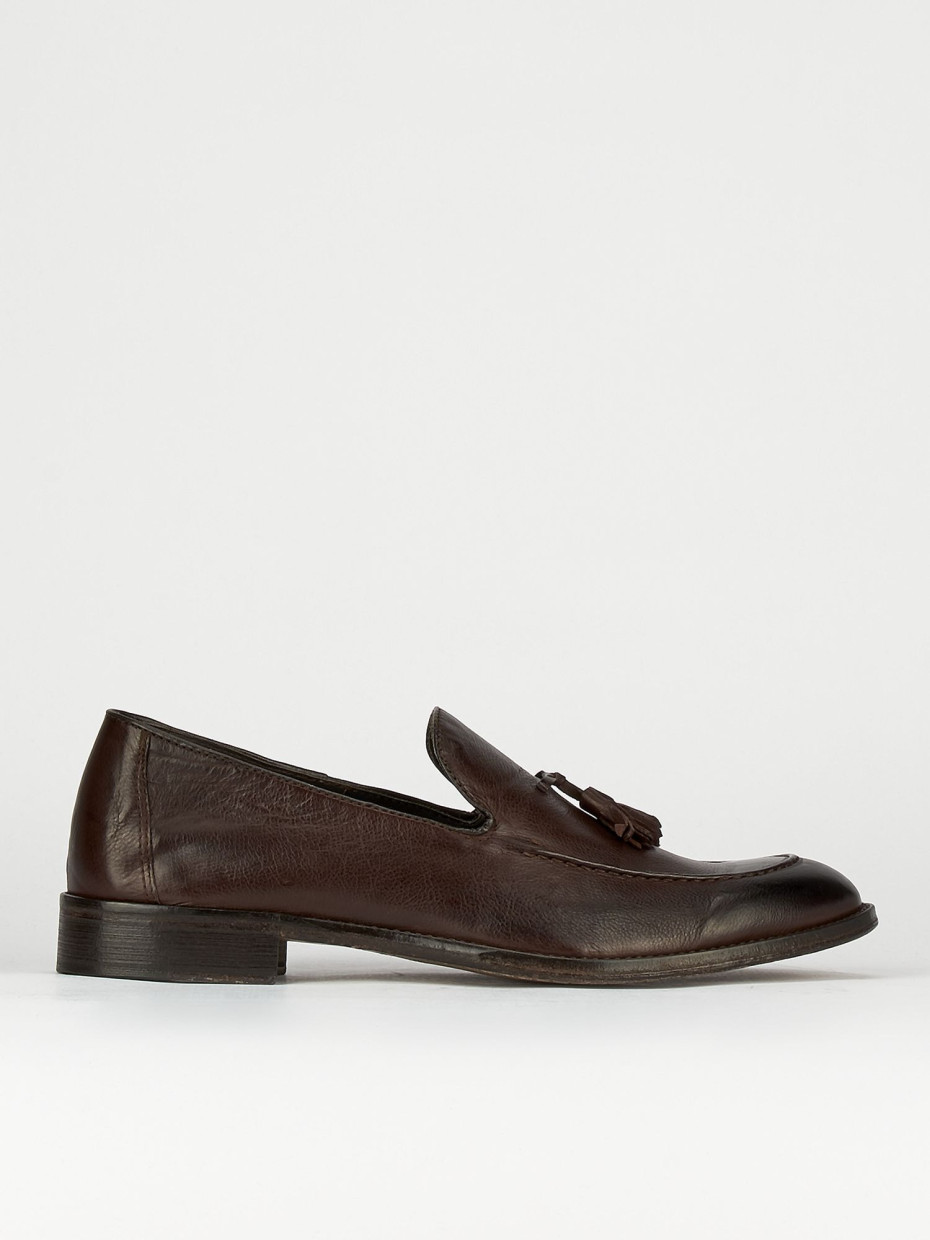 Loafers heel 1 cm dark brown leather