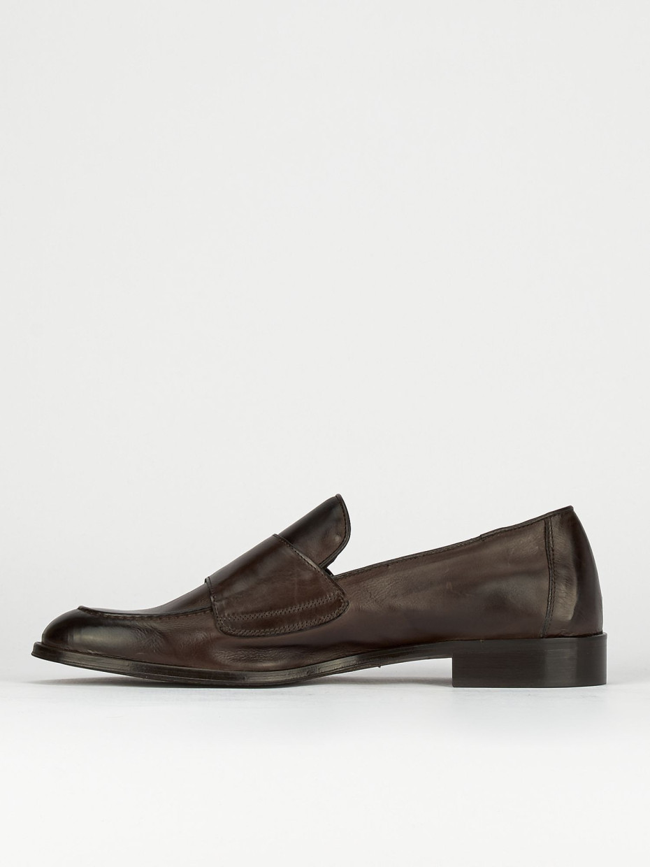 Loafers heel 1 cm dark brown leather