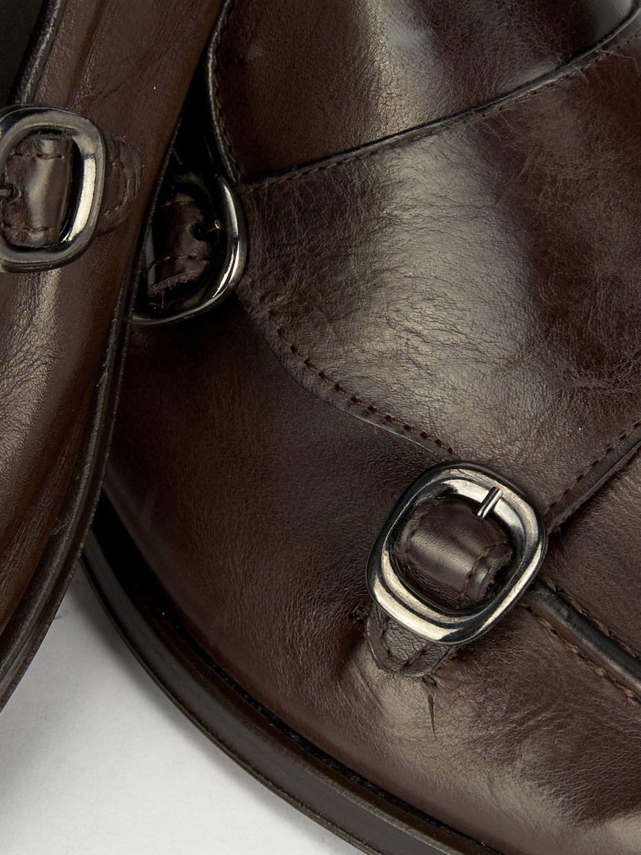 Loafers heel 1 cm dark brown leather
