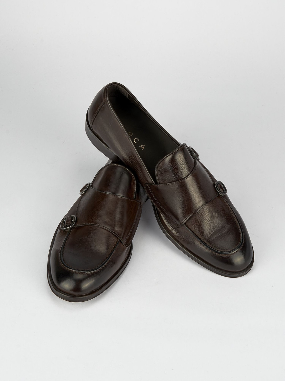 Loafers heel 1 cm dark brown leather