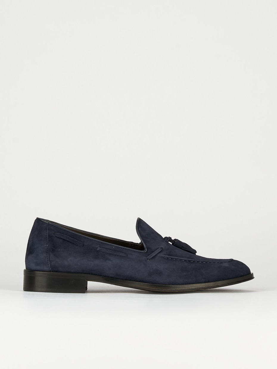 Loafers heel 2 cm blu chamois