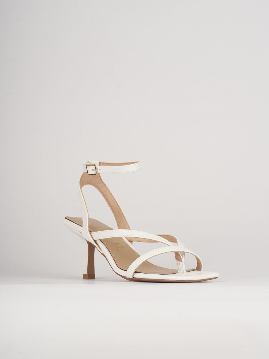 Sandali tacco 5 cm  bianco pelle