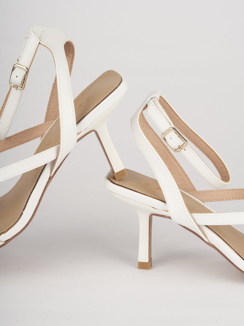 Sandali tacco 5 cm  bianco pelle