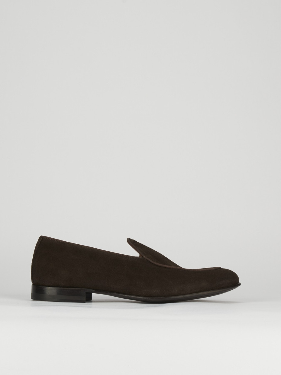 Loafers man heel 2 cm dark brown chamois | Barca Stores