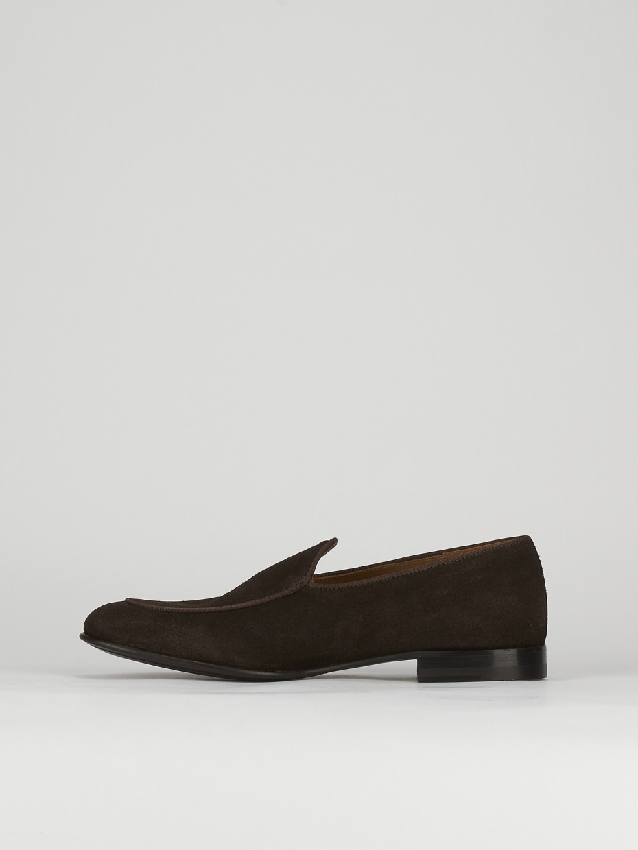 Loafers heel 2 cm dark brown chamois