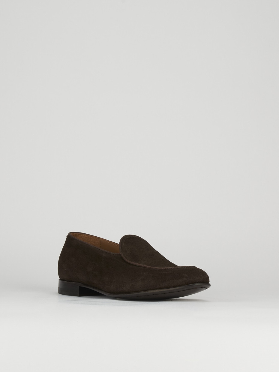 Loafers heel 2 cm dark brown chamois