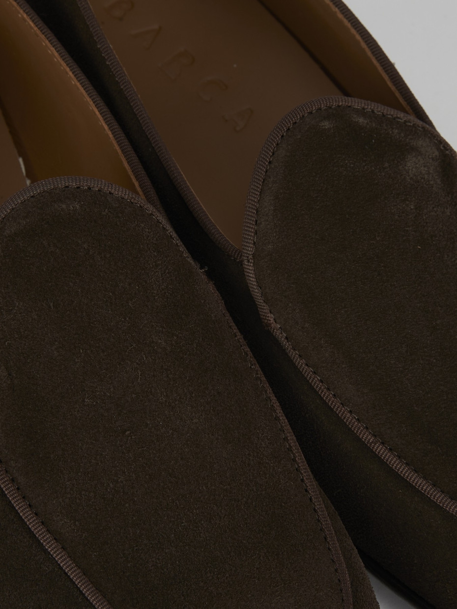 Loafers heel 2 cm dark brown chamois