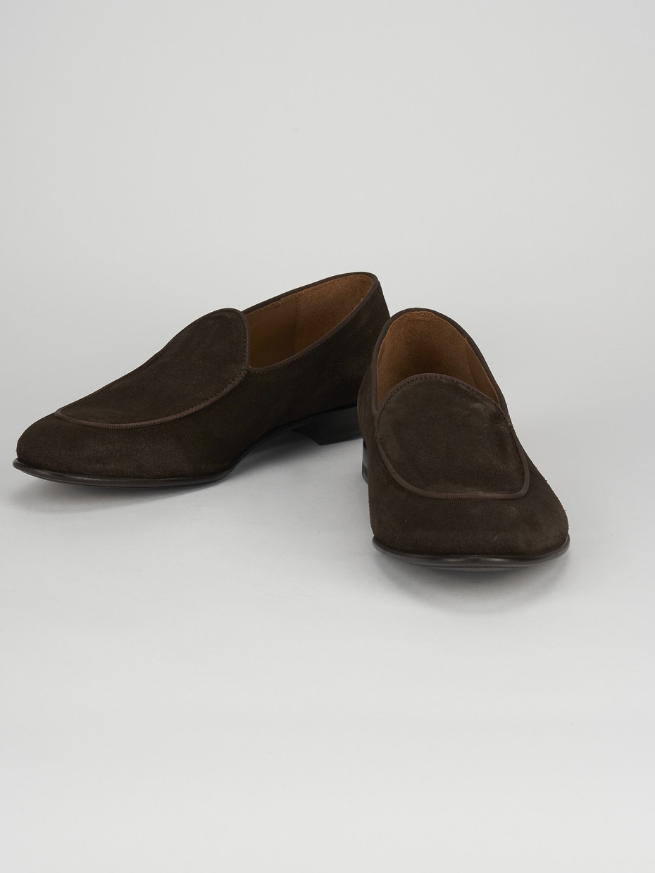 Loafers heel 2 cm dark brown chamois