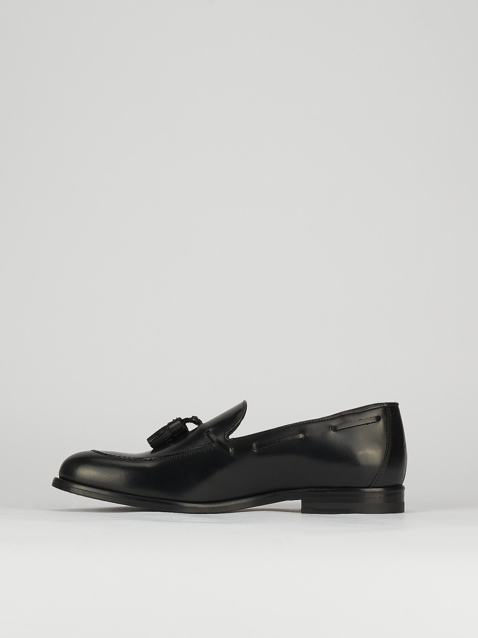 Mocassino tacco 2 cm nero pelle