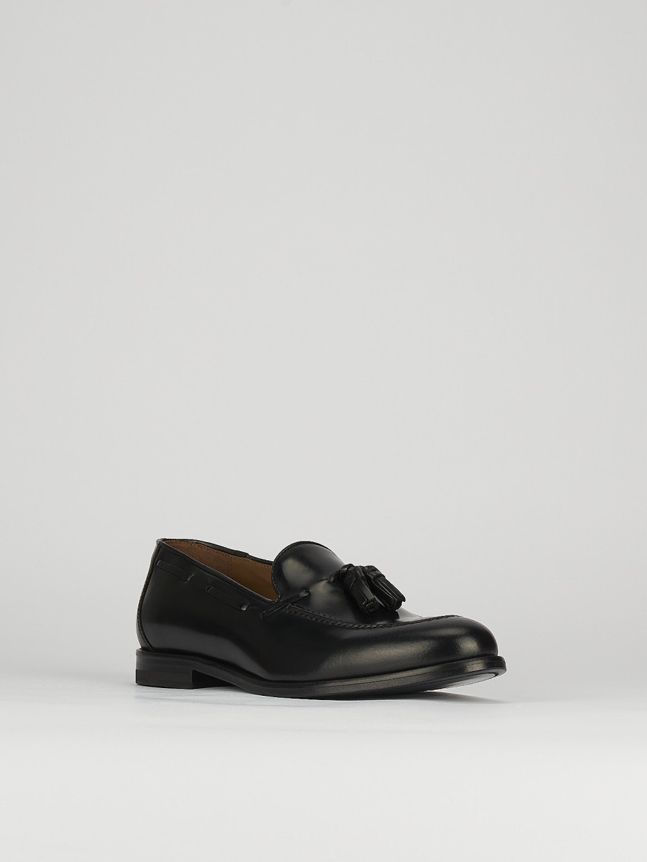 Loafers heel 2 cm black leather