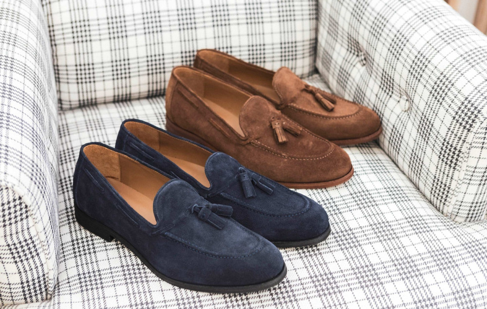 Loafers heel 2 cm blu chamois