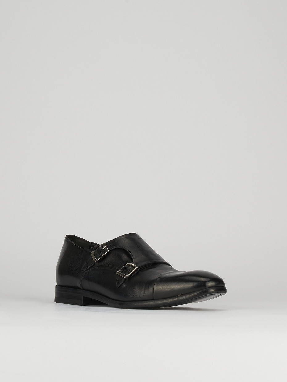 Loafers heel 2 cm black leather