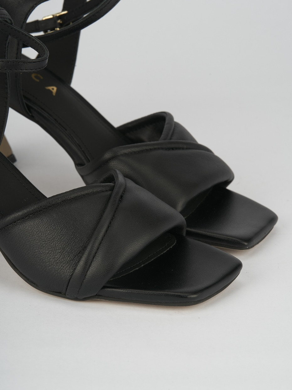 High heel sandals heel 7 cm black leather