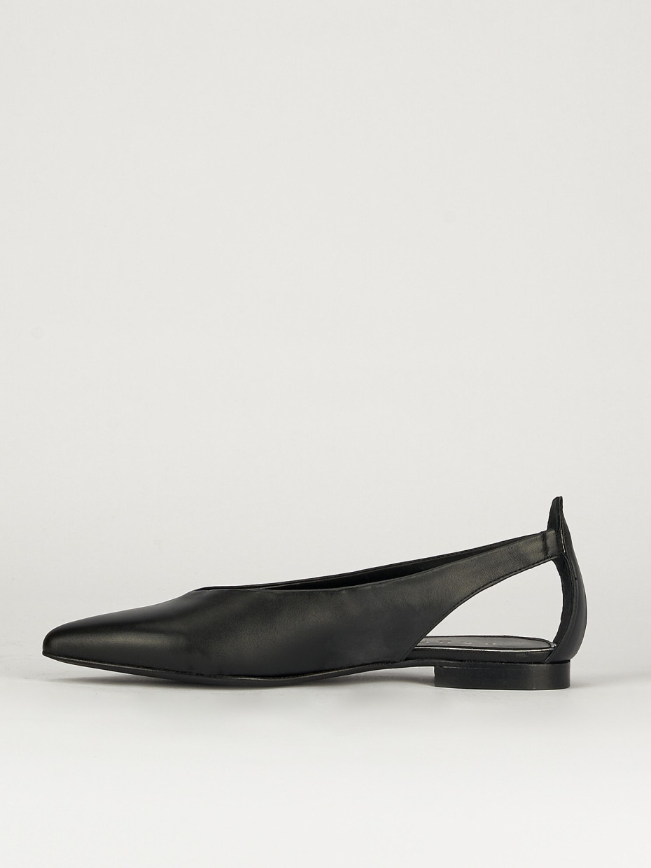 Ballerina tacco 1 cm nero pelle