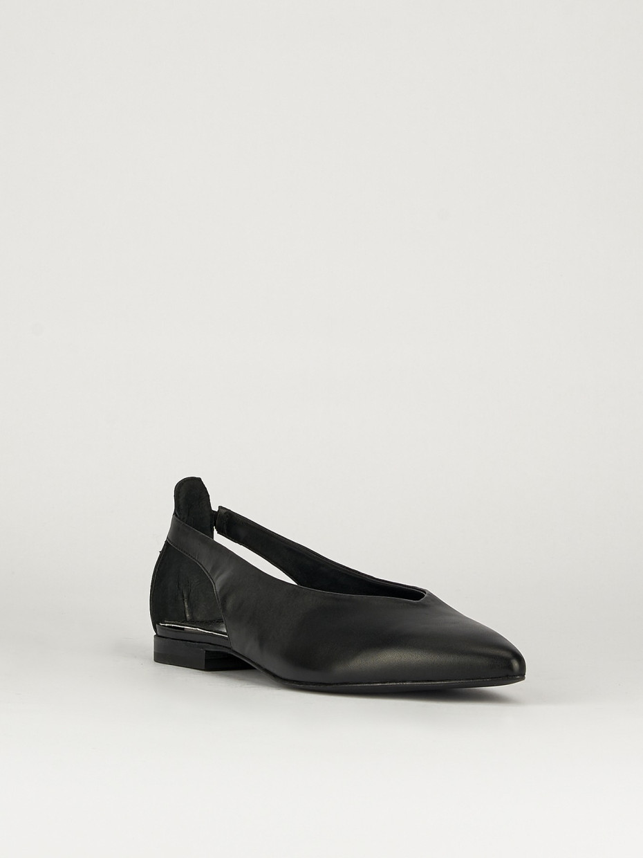 Ballerina tacco 1 cm nero pelle