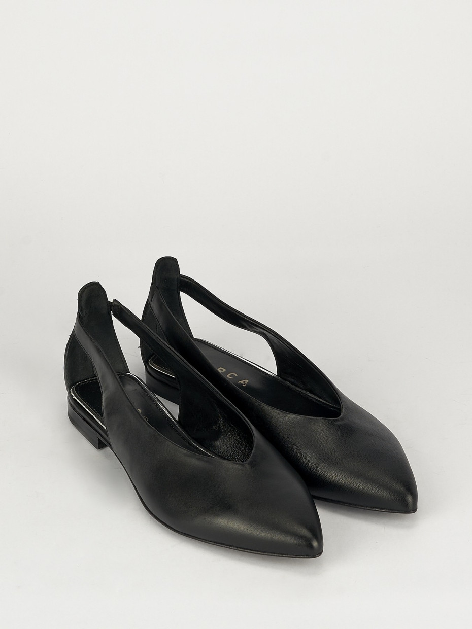 Ballerina tacco 1 cm nero pelle