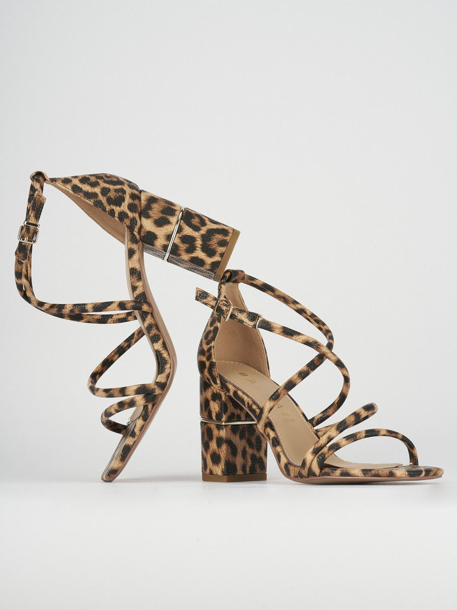 Sandalo tacco 7 cm multicolor pelle