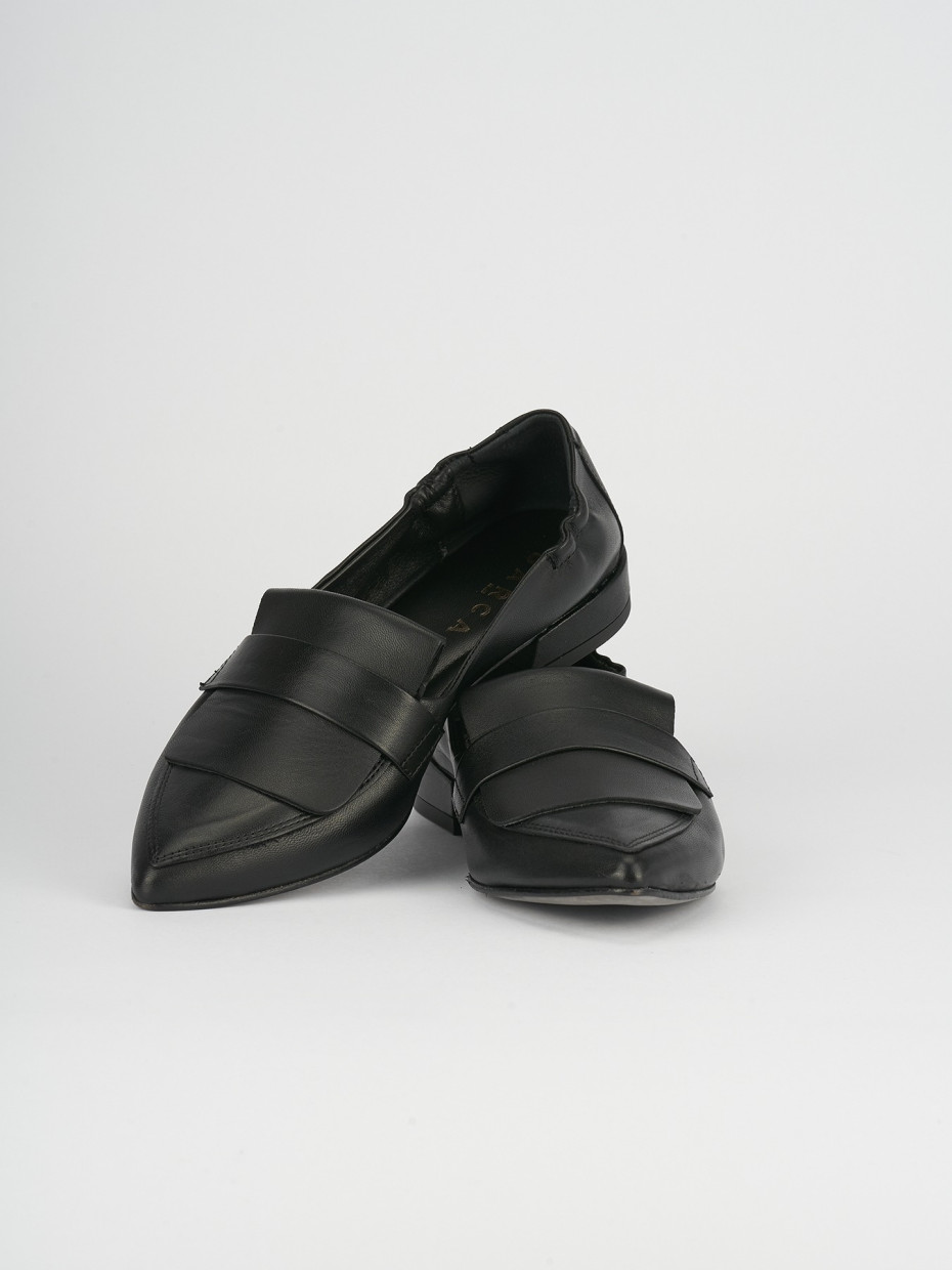 Mocassino tacco 1 cm nero pelle