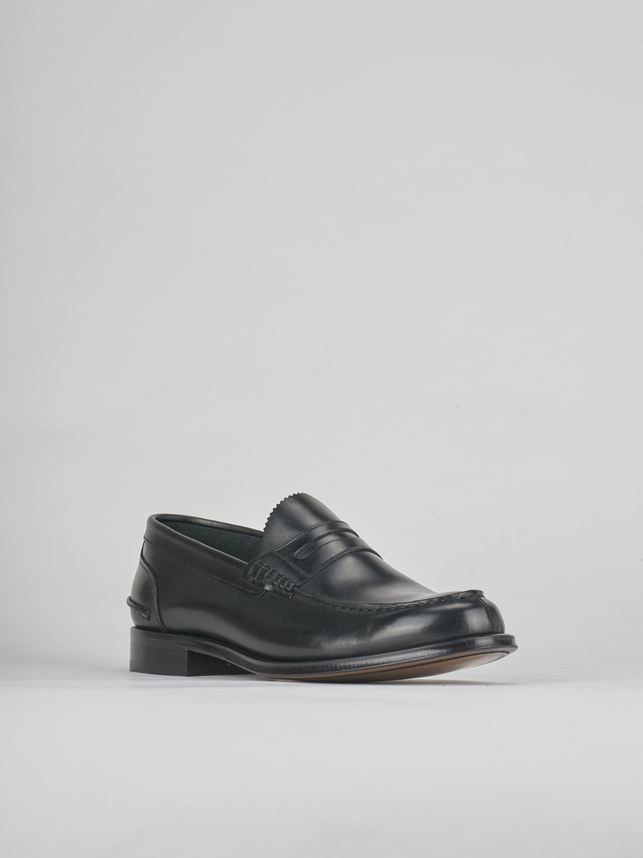 Mocassino tacco 2 cm nero pelle