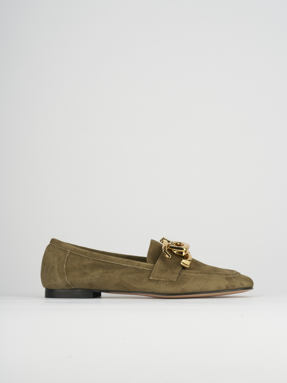 Loafers heel 1 cm green chamois