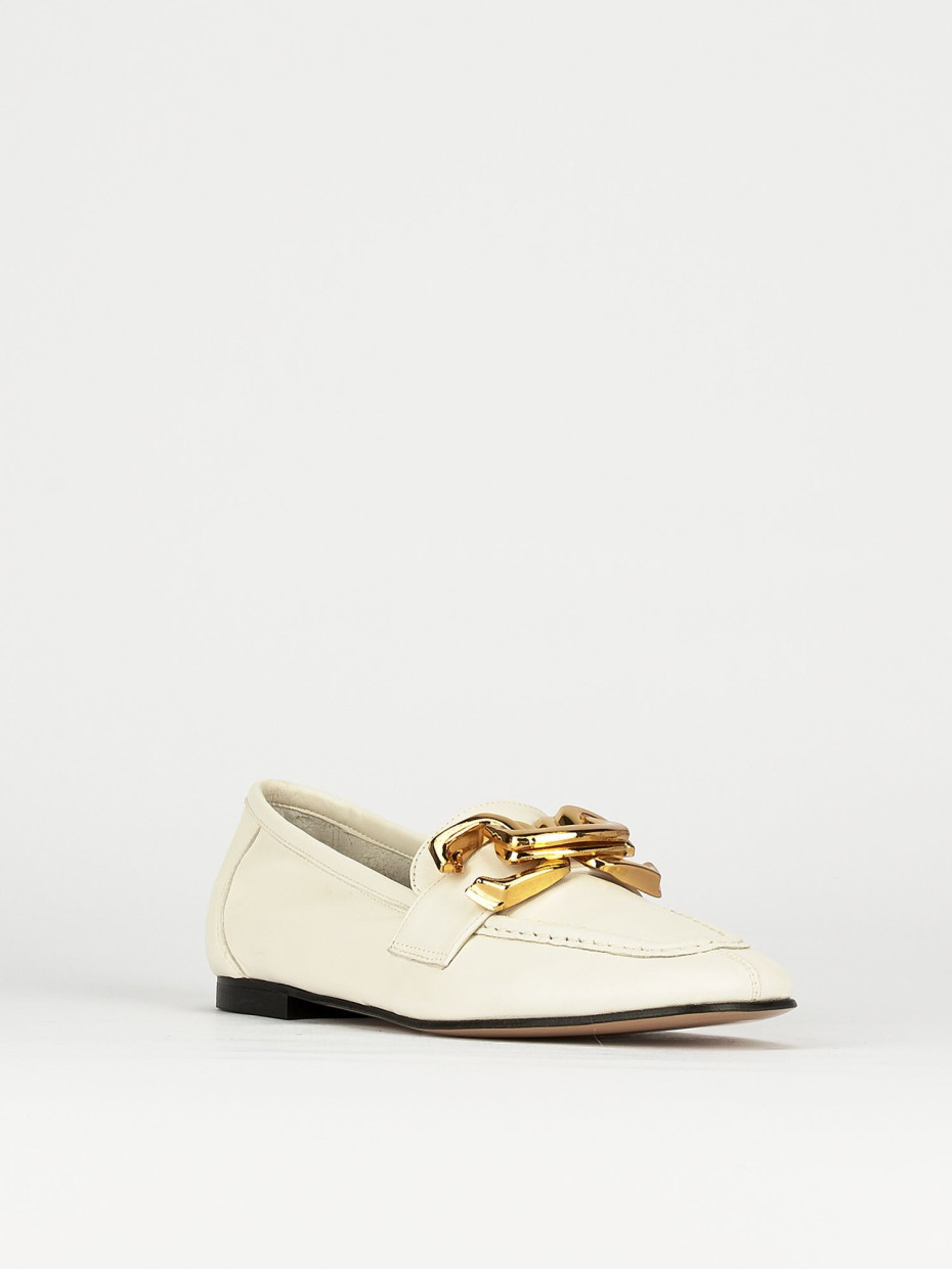 Mocassini tacco 1cm pelle beige