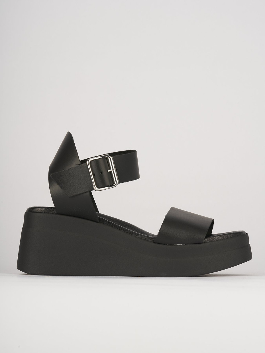 Wedge heels heel 5 cm black leather