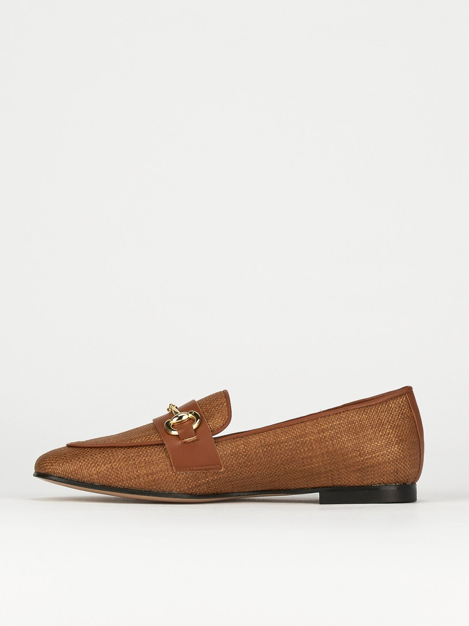 Mocassini tacco 1cm pelle marrone